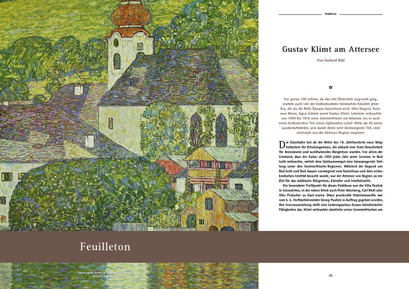 "Gustav Klimt am Attersee" – Titelseite eines von Gerhard Rihl verfassten Artikels im Attersee Report