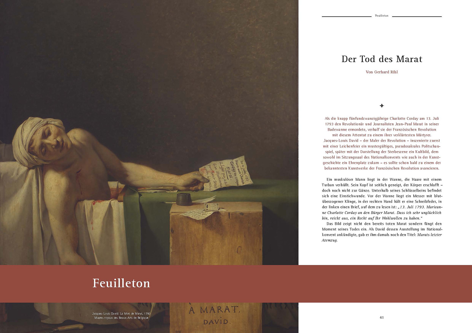 "Der Tod des Marat" – Titelseite eines von Gerhard Rihl verfassten Artikels im Attersee Report